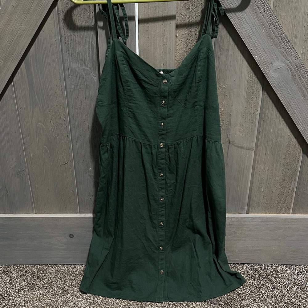 Aerie Forest Green Button Dress